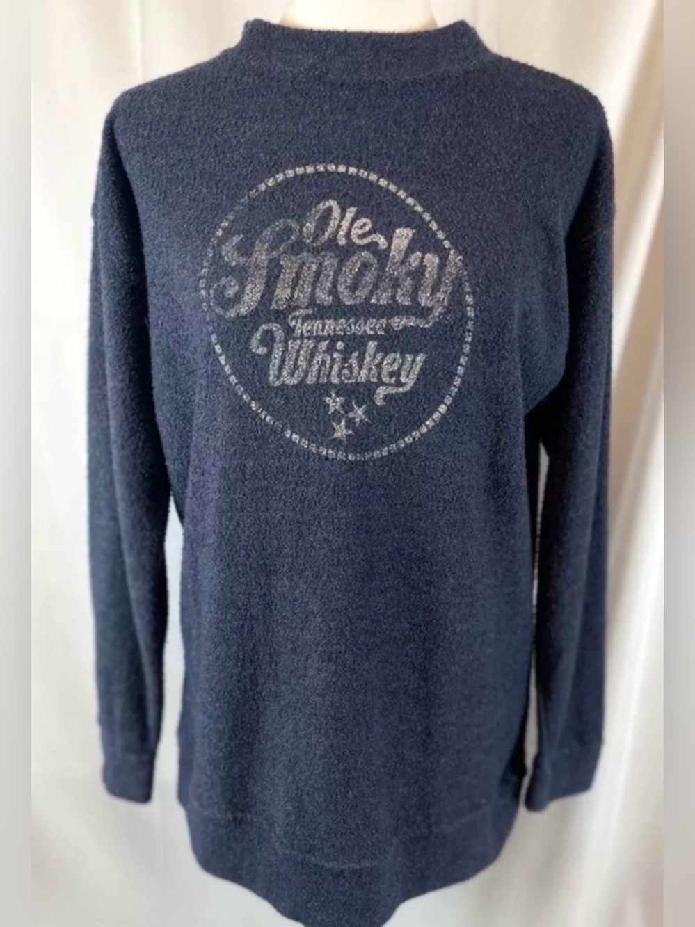 Ole Smoky Whiskey Long Sleeve Crewneck Nub Relaxed Fit Sweatshirt Navy Women’s S